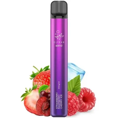 Elf Bar V2 600 Puffs Disposable Strawberry Raspberry Cherry