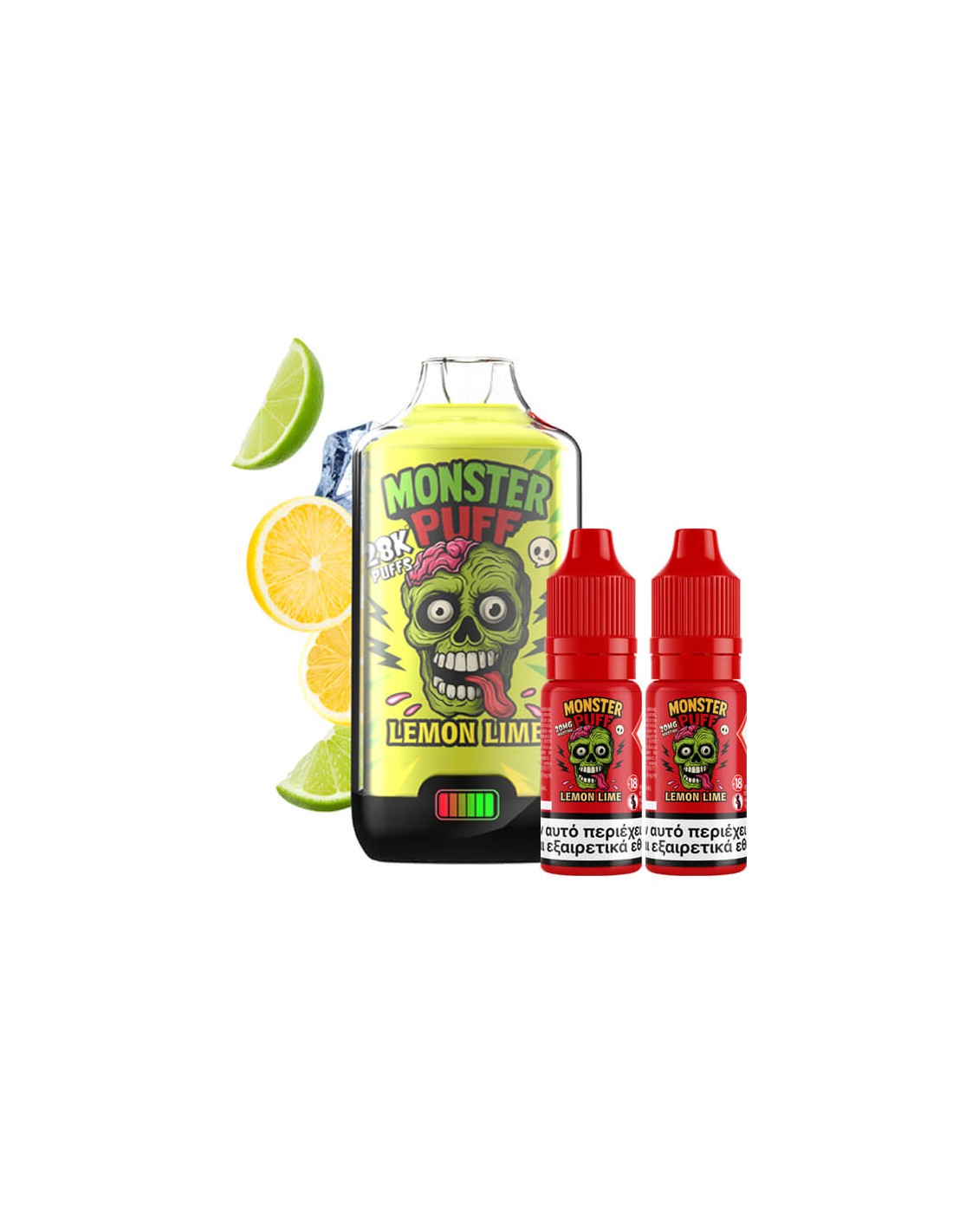 Monster Puff 28K Kit Lemon Lime Συσκευή 2ml & 2x10ml 20mg