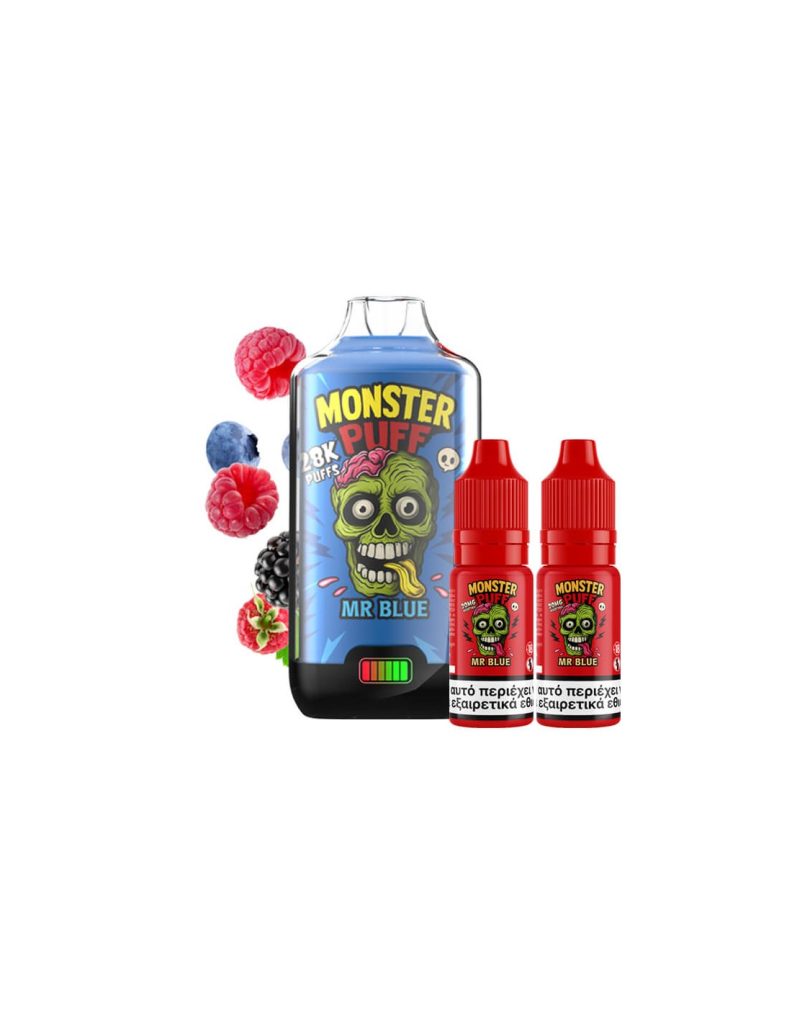 Monster Puff 28K Kit Mr Blue Συσκευή 2ml & 2x10ml 20mg
