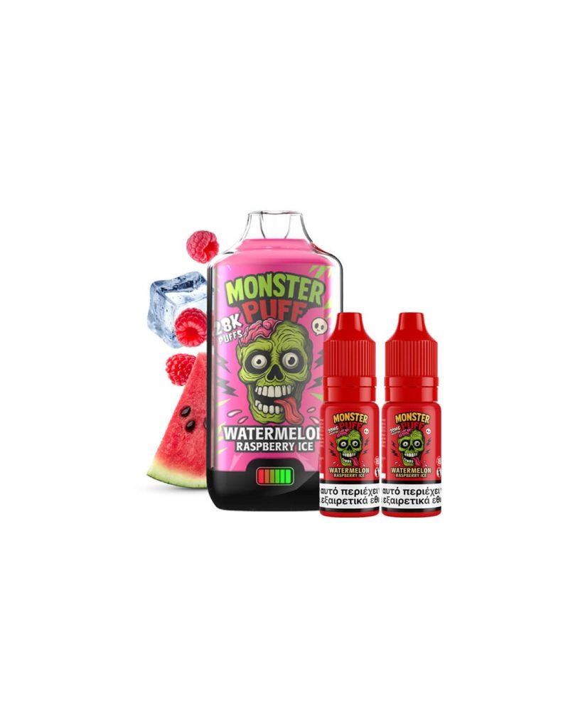 Monster Puff 28K Kit Watermelon Raspberry Ice Συσκευή 2ml & 2x10ml 20mg