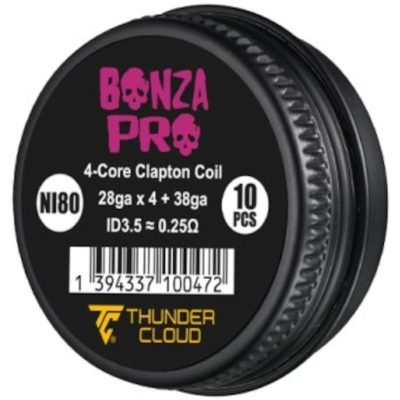 Coils Bonza Pro 4-Core Fused Clapton Ni80 0.25Ω (10pcs) - Thunder Cloud x Vaping Bogan