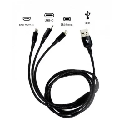 3 in 1 USB cable - Type C / Micro Usb / Lightning 125 cm 2.8A