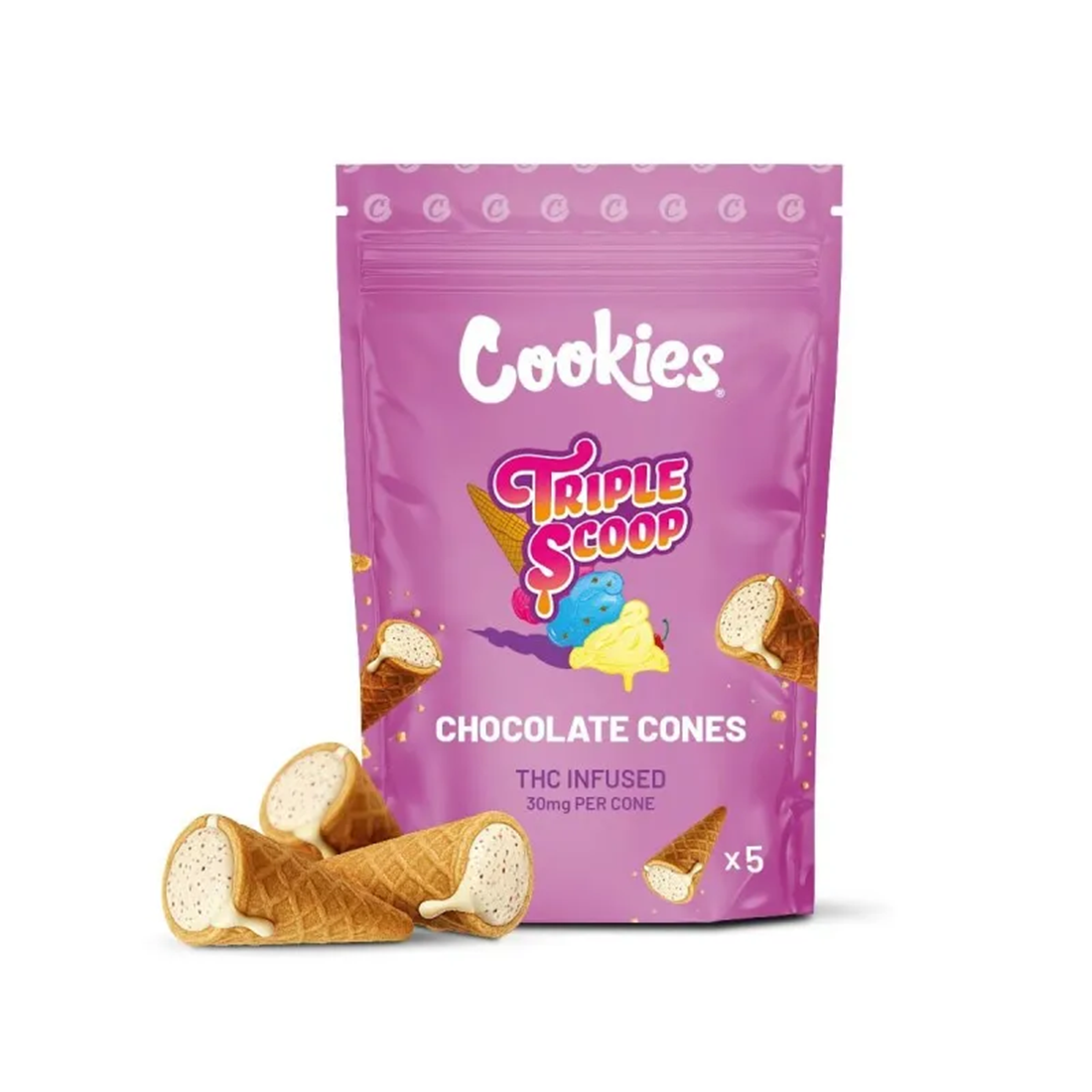 Cookies® – 30mg D9 Chocolate Cones – Triple Scoop
